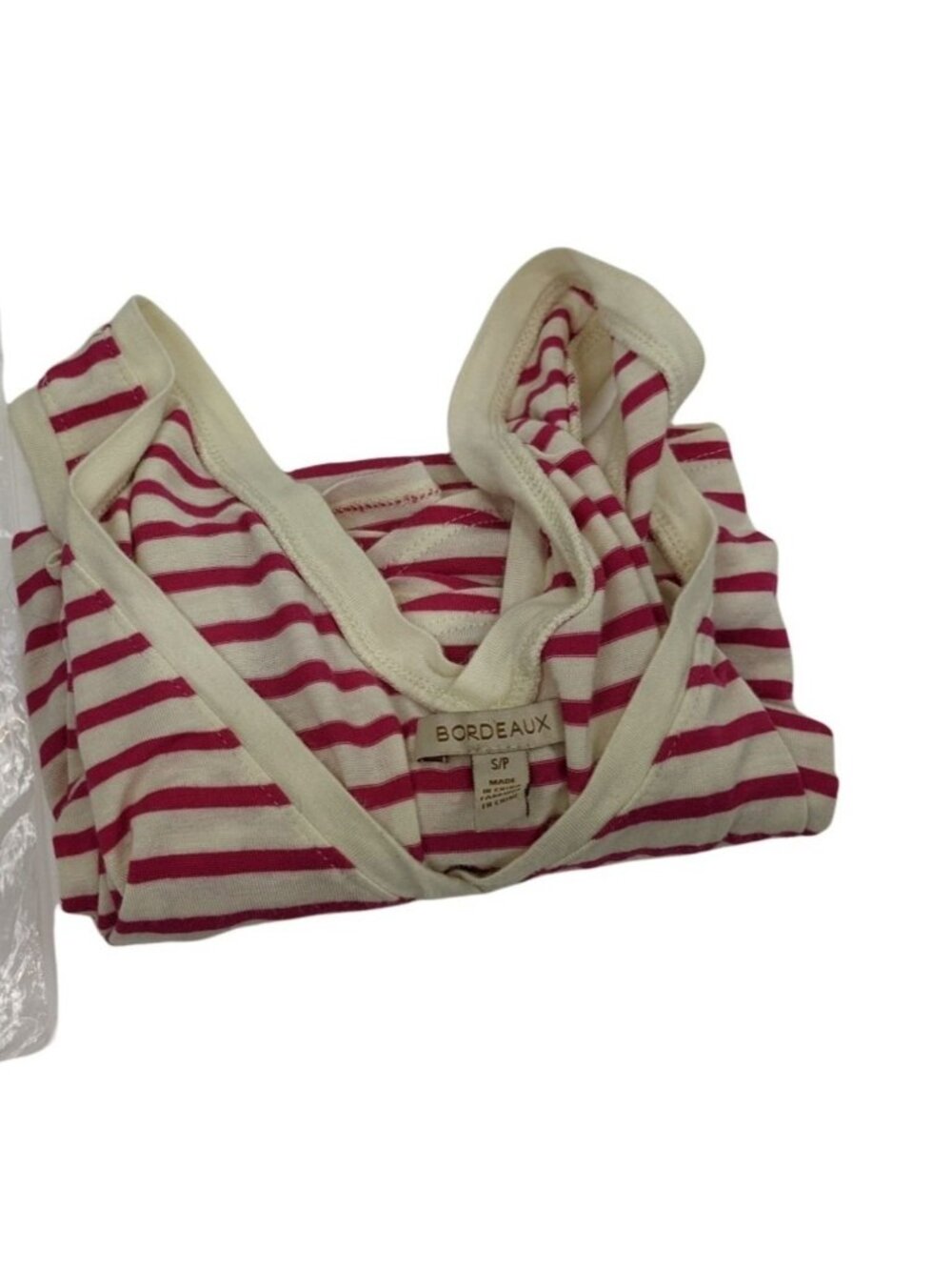 Women's Bordeaux Small Pink and White Stripe Tank Top 11c - Picture 7 of 7